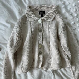 PURE hand knit white cardigan